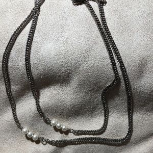 Double Strand and Peal Necklace, 32"